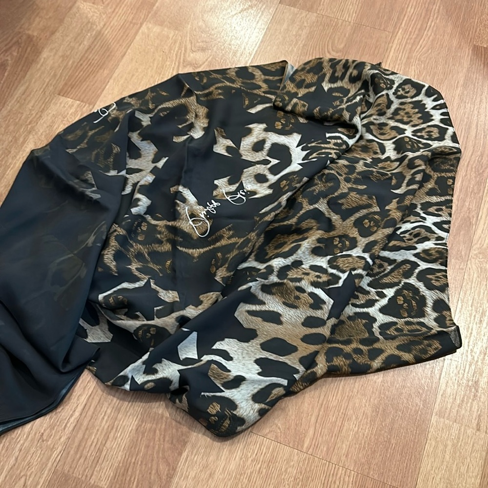 Silk leopard print scarf by Phillip Plein
